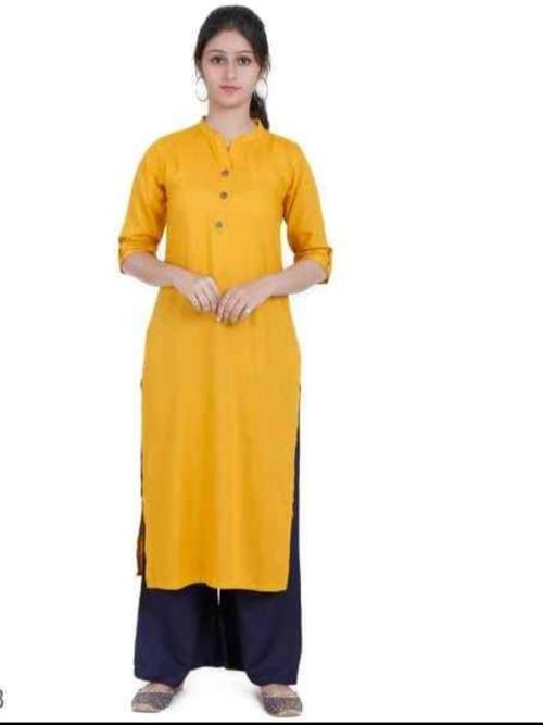ladies rayon palazzo set yellow color - 18216340 - Very Small Image - 1