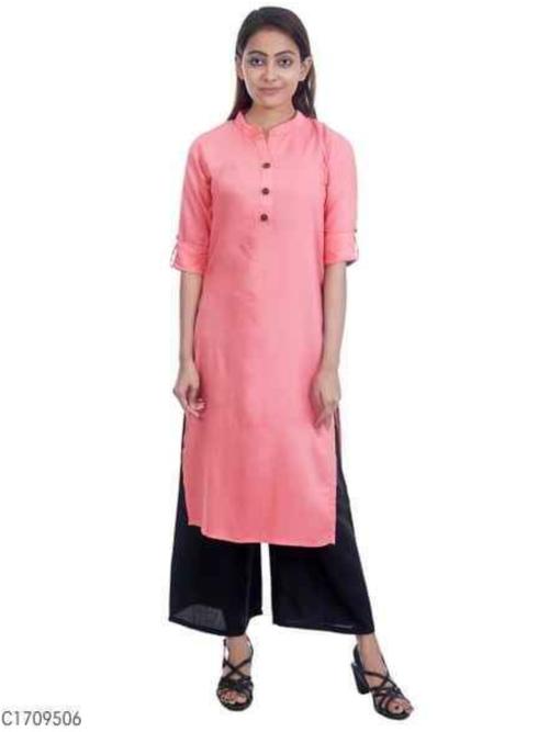 ladies rayon palazzo set pink color - 18216341 - Very Small Image - 1