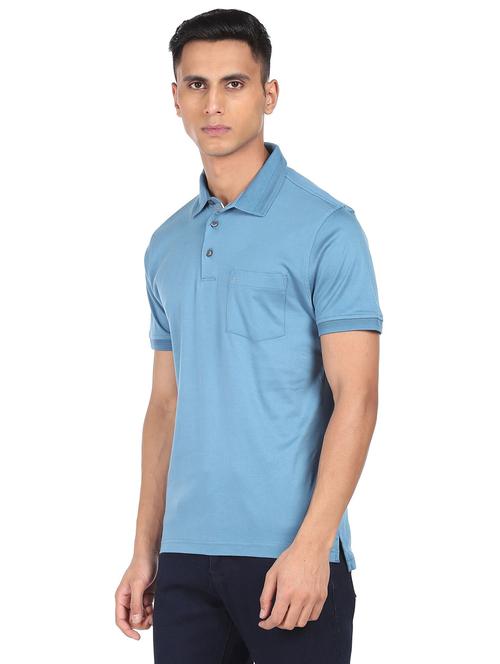 blue solid polo t-shirt - 18216703 - Very Small Image - 1