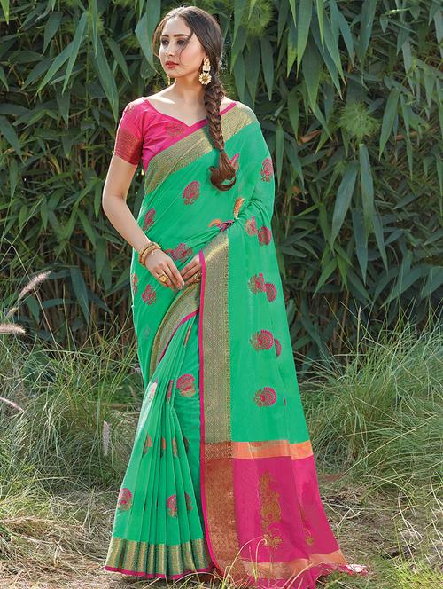 women's banarasi saree with blouse - 18216844 - Very Small Image - 1