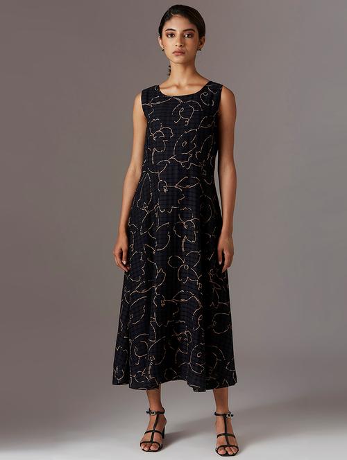 black cotton flared ethnic dress - 18216969 - Very Small Image - 1