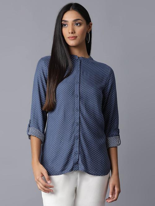 mandarin neck polka dot shirt - 18217038 - Very Small Image - 1