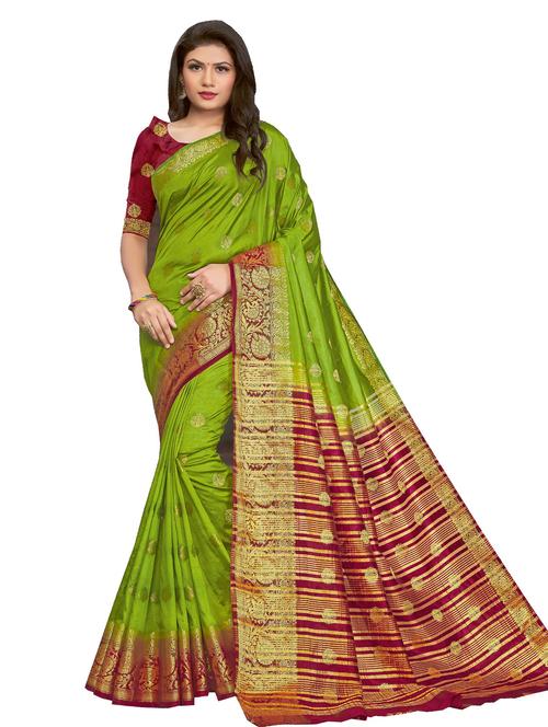 green silk saree - 18217245 - Very Small Image - 1
