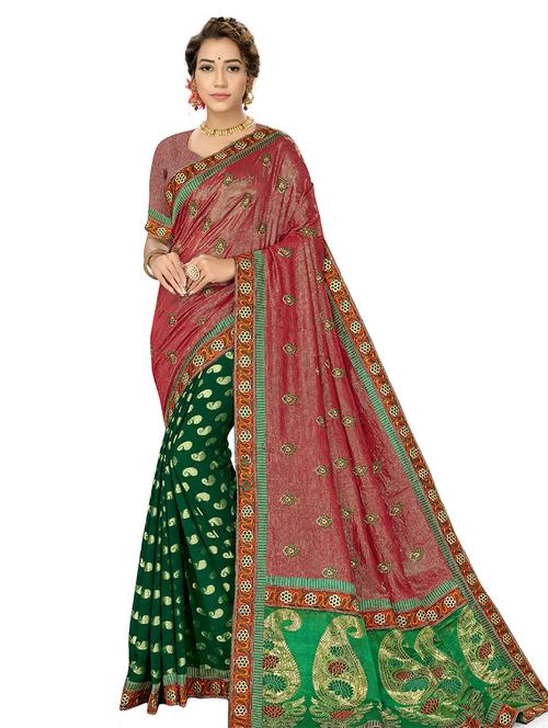 maroon art silk embroidered saree - 18217288 - Very Small Image - 1