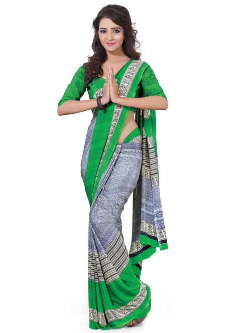 grey printed saree - 18217327 - Very Small Image - 1