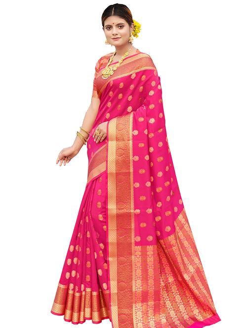 pink silk saree - 18217419 - Very Small Image - 1