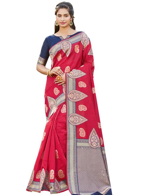 pink silk saree - 18217430 - Very Small Image - 1