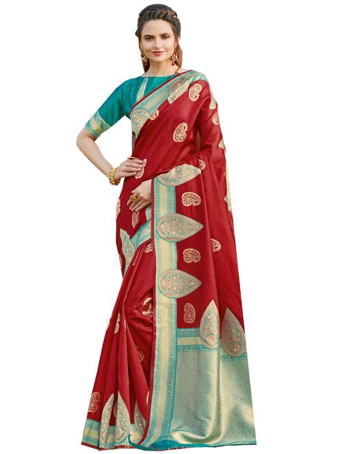 red silk saree - 18217433 - Very Small Image - 1