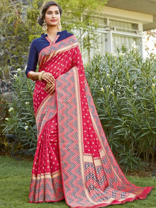 golden zari work woven saree - 18217434 - Very Small Image - 1