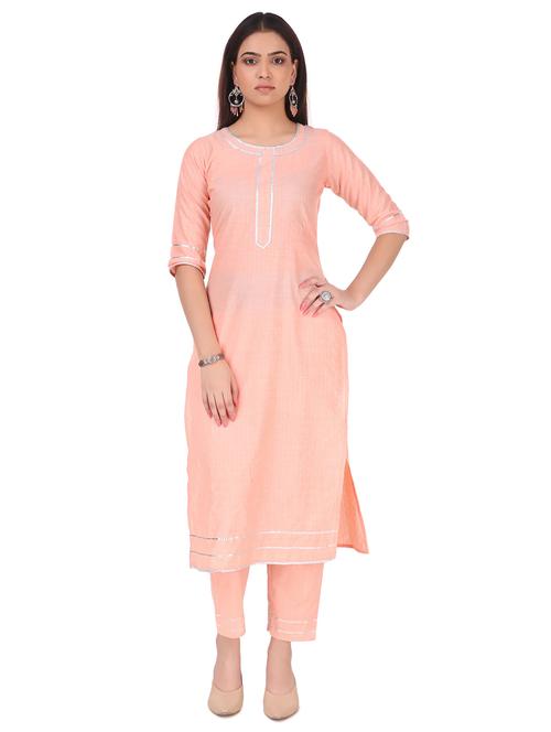 orange cotton blend kurta pant set - 18217474 - Very Small Image - 1