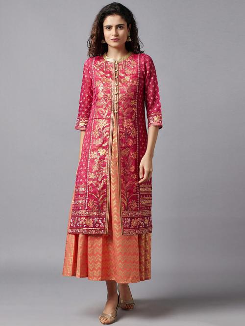 pink rayon kurta dupatta set - 18217596 - Very Small Image - 1