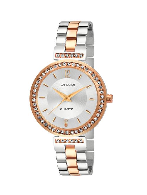 lois caron lcs-8627 premium white dial & two tone plated for girls analog watch - 18217808 - Very Small Image - 1