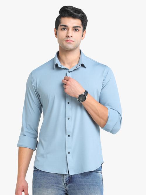 light blue solid casual shirt - 18217830 - Very Small Image - 1
