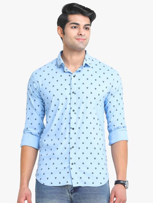 light blue printed casual shirt - 18217838 - Very Small Image - 1