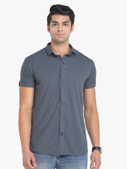 grey textured casual shirt - 18217848 - Very Small Image - 1