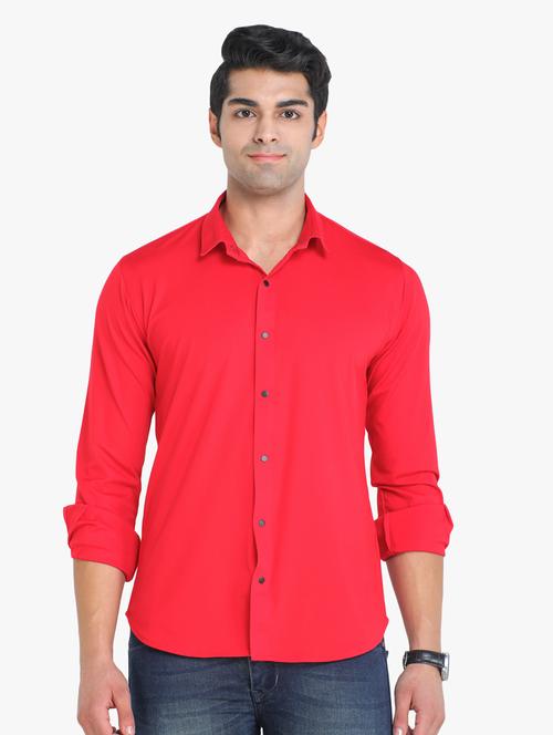 red solid casual shirt - 18217853 - Very Small Image - 1