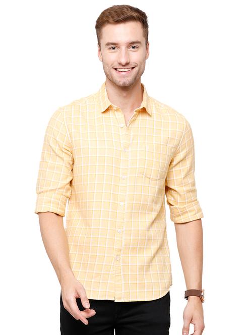 yellow checkered casual shirt - 18218133 - Very Small Image - 1