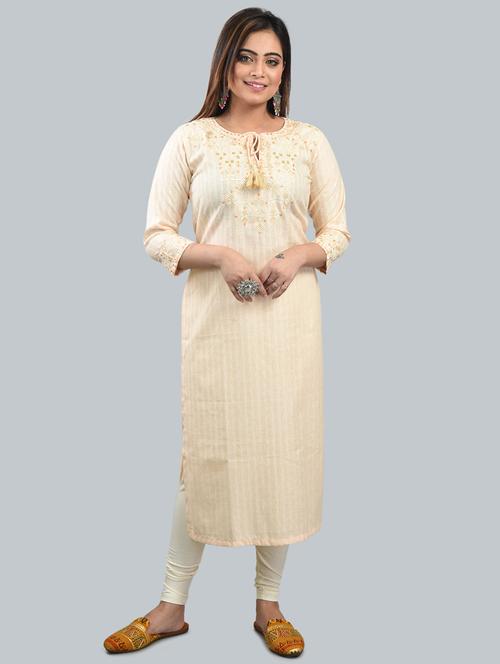 orange stripe straight kurta - 18218161 - Very Small Image - 1