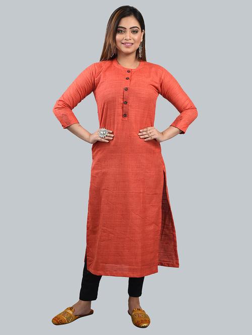 red solid straight kurta - 18218167 - Very Small Image - 1