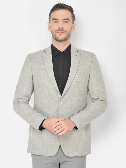 grey solid casual blazer - 18218836 - Very Small Image - 1