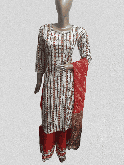 kurta palazzo dupatta set - 18218919 - Very Small Image - 1