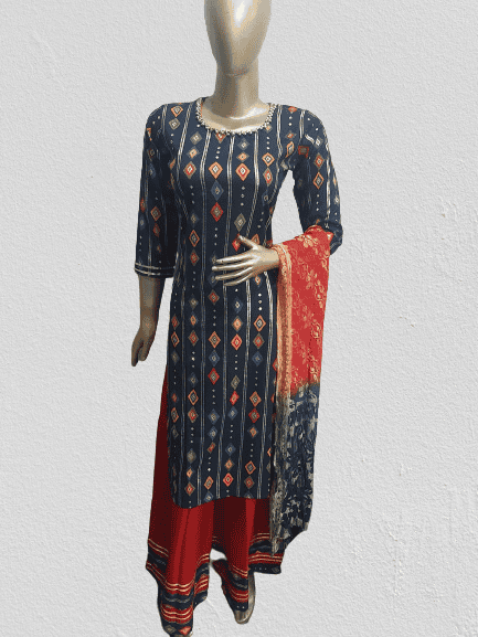 kurta palazzo dupatta set - 18218922 - Very Small Image - 1