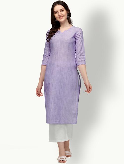 purple solid straight kurta - 18218941 - Very Small Image - 1