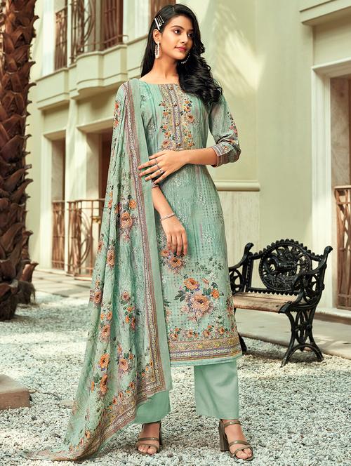 printed unstitched suit set - 18218971 - Very Small Image - 1