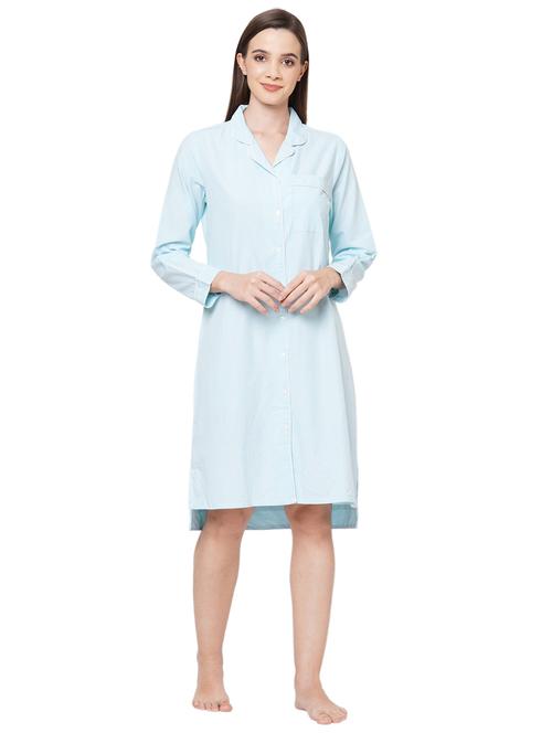 lapel neck striped sleepshirt - 18219096 - Very Small Image - 1