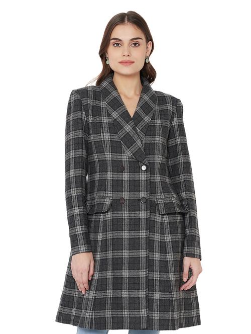 double breasted checkered trench/overcoat coat - 18219168 - Very Small Image - 1