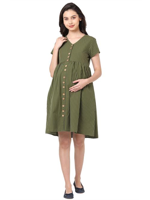 v-neck striped maternity wear dress - 18219187 - Very Small Image - 1