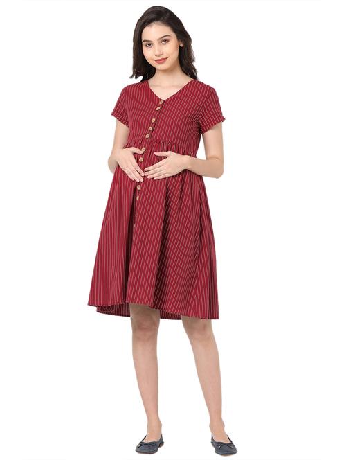 v-neck striped maternity wear dress - 18219188 - Very Small Image - 1