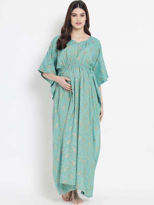 tie front printed maternity wear nighty - 18219417 - Very Small Image - 1