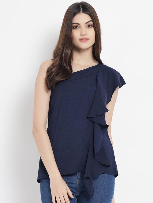 v-neck ruffled top - 18219497 - Very Small Image - 1