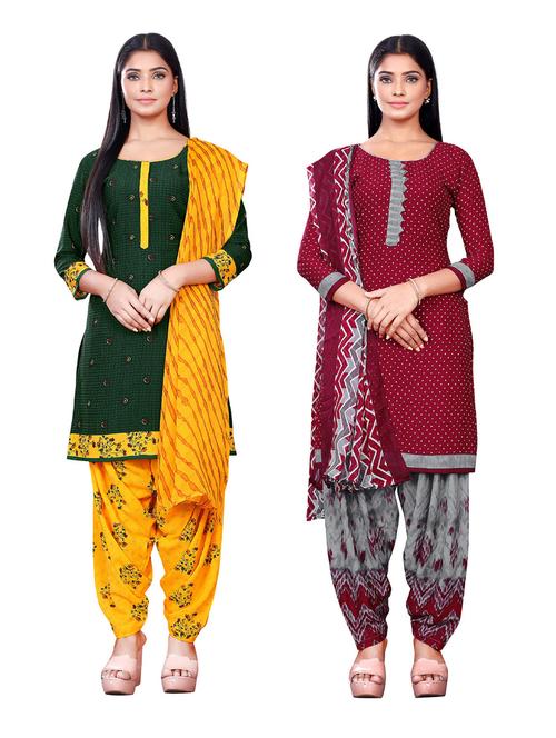 multi colored crepe unstitched suit - 18219853 - Very Small Image - 1