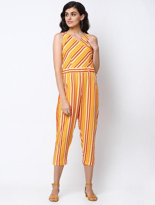 v-neck striped jumpsuit - 18220286 - Very Small Image - 1