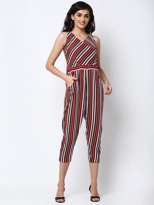 v-neck striped jumpsuit - 18220287 - Very Small Image - 1