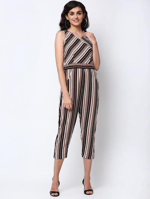 v-neck striped jumpsuit - 18220288 - Very Small Image - 1