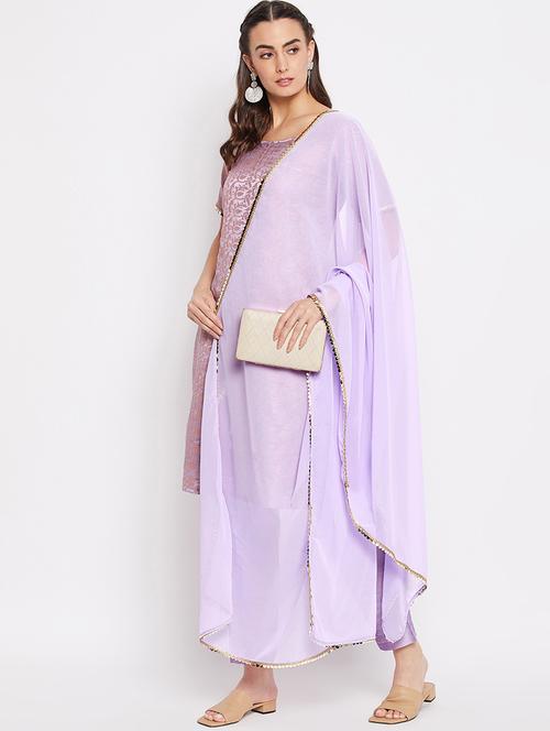 purple art silk kurta palazzo set - 18220784 - Very Small Image - 1