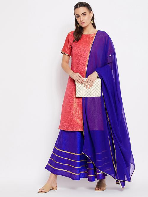 pink art silk kurta skirt set - 18220787 - Very Small Image - 1