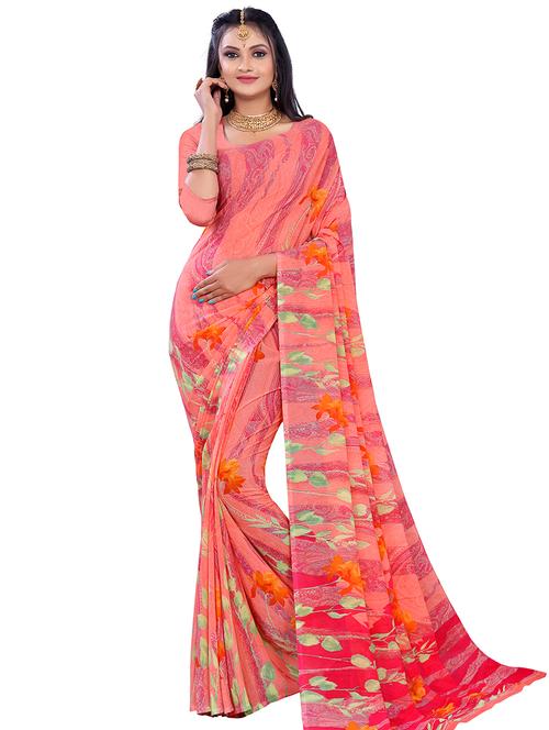 floral printed saree with blouse - 18220823 - Very Small Image - 1