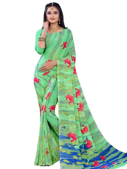 floral printed saree - 18220824 - Very Small Image - 1