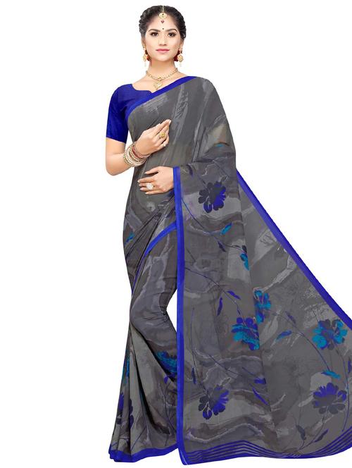 floral printed saree with blouse - 18220836 - Very Small Image - 1