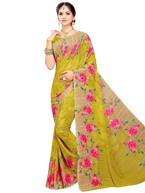floral printed saree with blouse - 18220840 - Very Small Image - 1