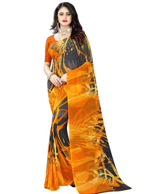abstract printed saree with blouse - 18220848 - Very Small Image - 1