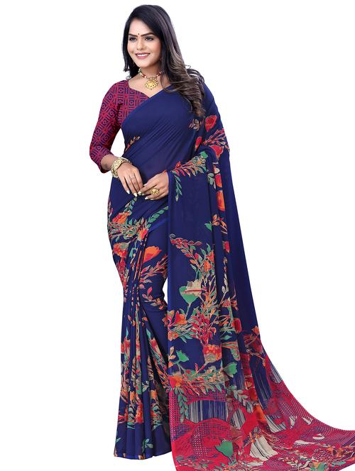 floral printed saree - 18220858 - Very Small Image - 1