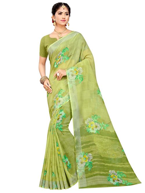 floral printed saree with blouse - 18220888 - Very Small Image - 1
