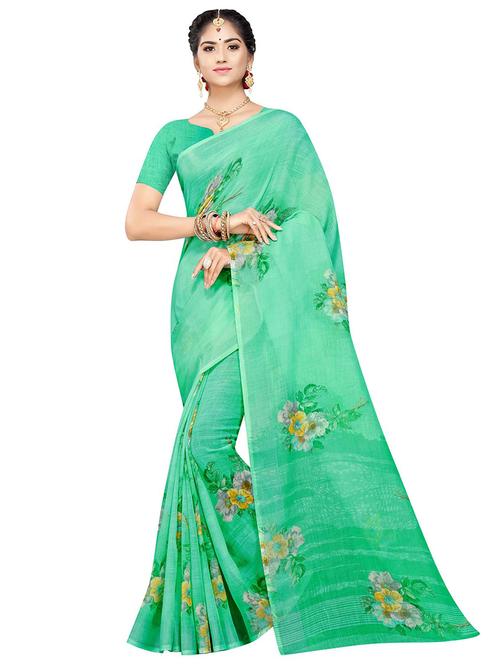 floral printed saree with blouse - 18220890 - Very Small Image - 1