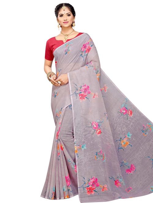 floral printed saree with blouse - 18220893 - Very Small Image - 1