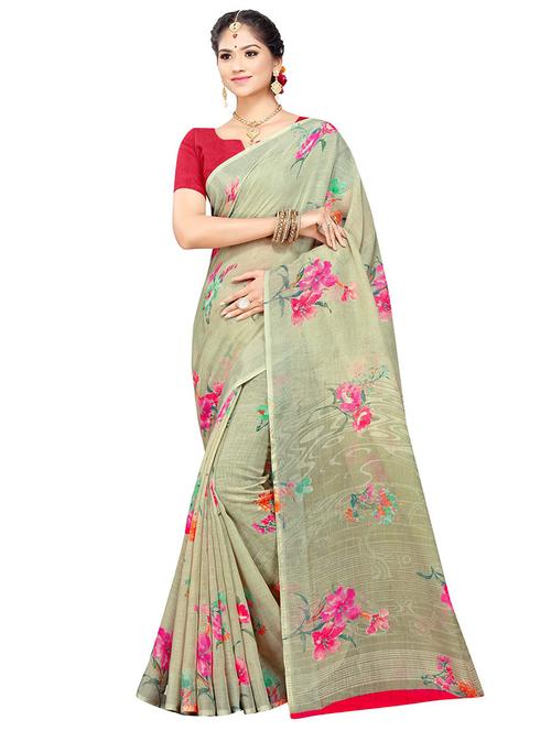 floral printed saree with blouse - 18220894 - Very Small Image - 1